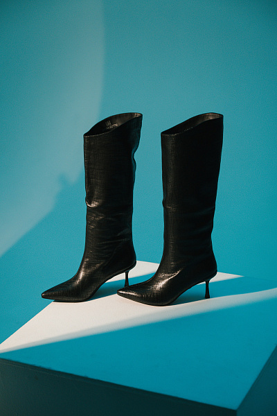 Сапоги черные нот кожа Regina Bottini