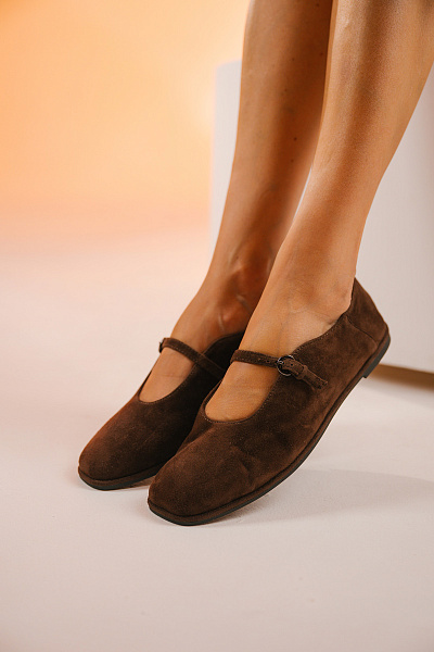Балетки коричневые нат замша  Popular Fashi
