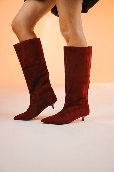 Сапоги винного цвета Regina Bottini нат замша